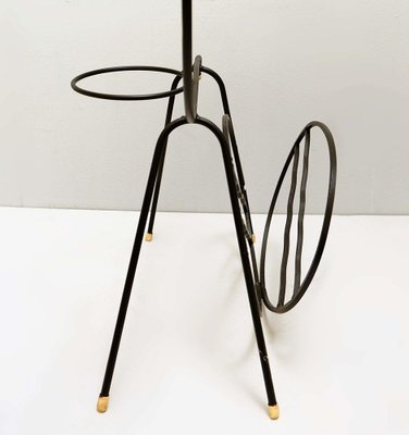 Black Lacquered Metal Bambi Magazine Rack and Plant Holder, 1960s-JG-1239394