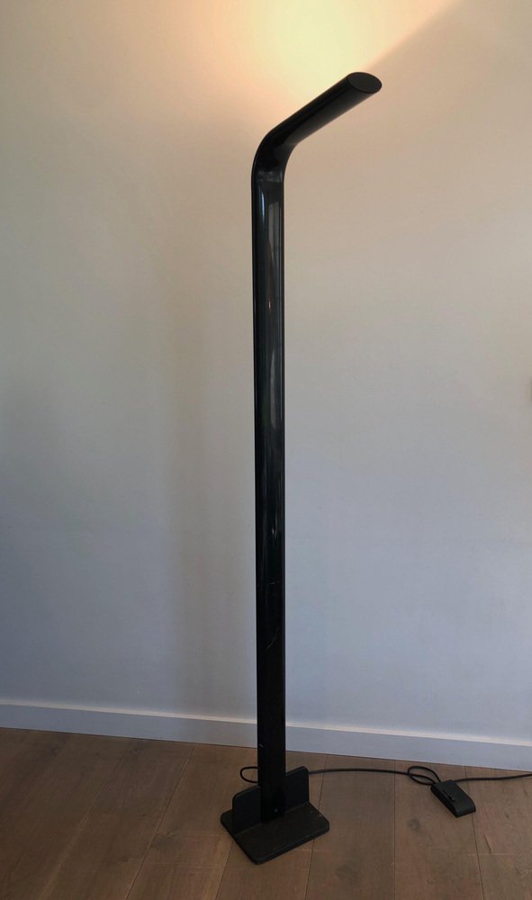 Black Lacquered Metal Floor Lamp, 1970s