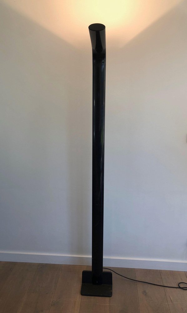 Black Lacquered Metal Floor Lamp, 1970s