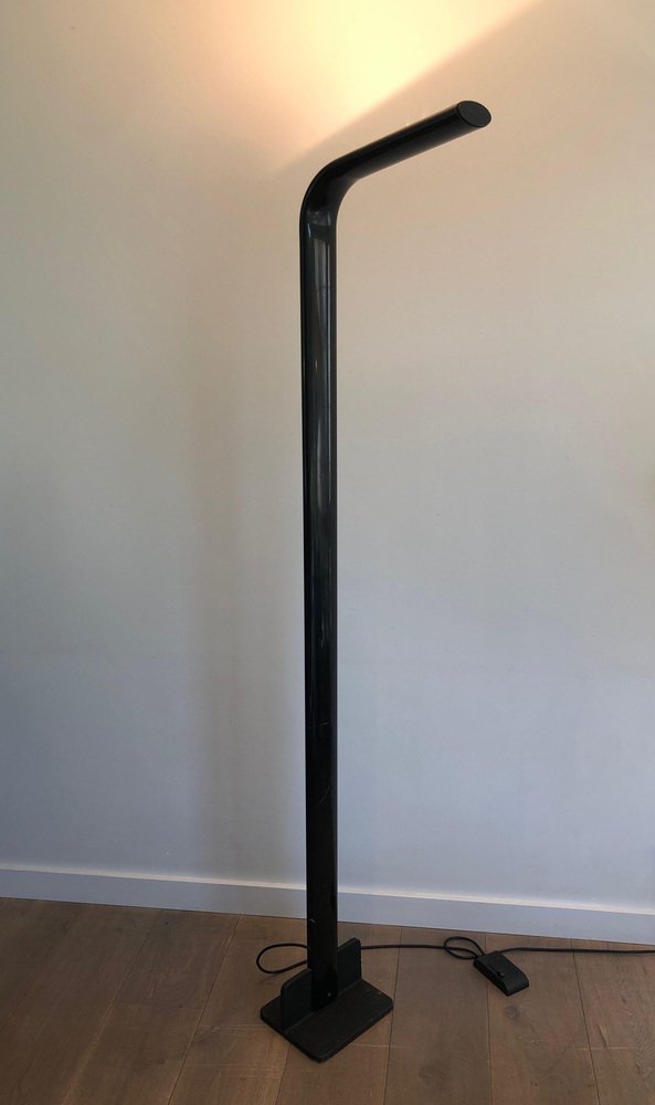 Black Lacquered Metal Floor Lamp, 1970s