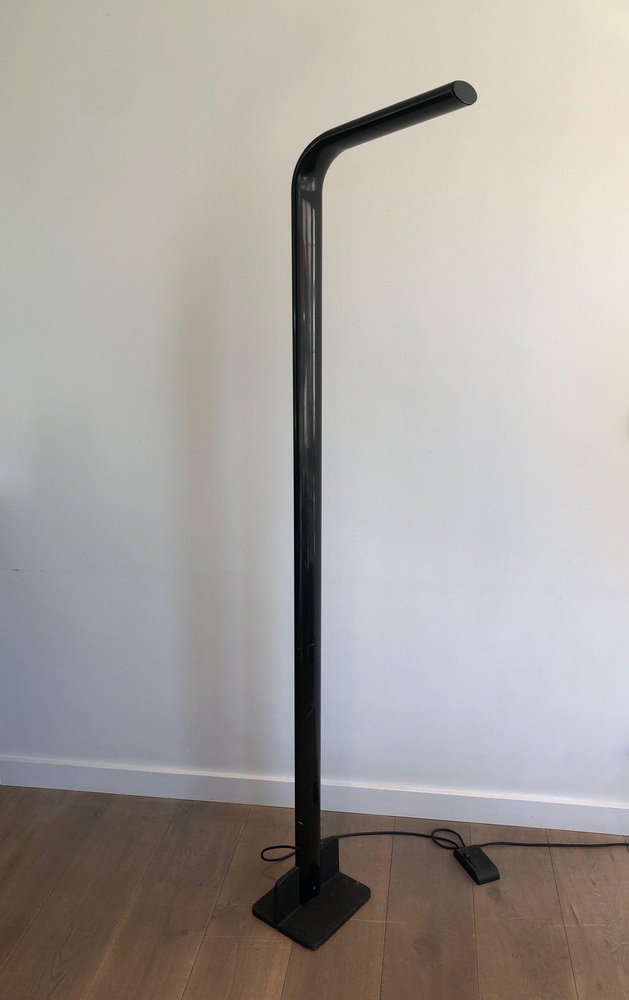 Black Lacquered Metal Floor Lamp, 1970s