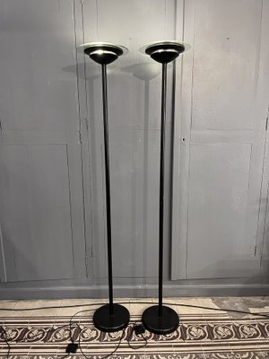 Black Lacquered Metal & Glass Lamps, 1980s, Set of 2-CQE-1259337