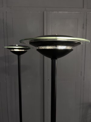 Black Lacquered Metal & Glass Lamps, 1980s, Set of 2-CQE-1259337