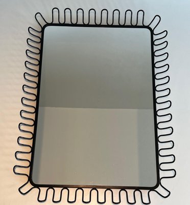 Black Lacquered Metal Mirrors in the style of Jean Royère, 1980s, Set of 2-BA-1700709