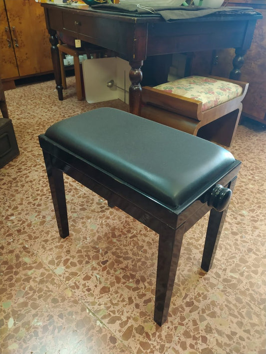 Black Lacquered Piano Stool, 1990s