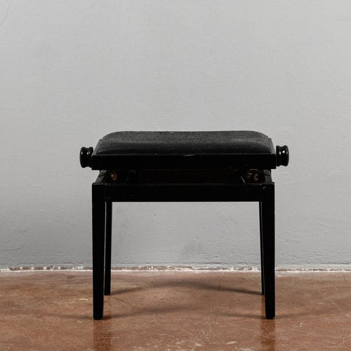 Black Lacquered Piano Stool with Adjustable Seat, 1990