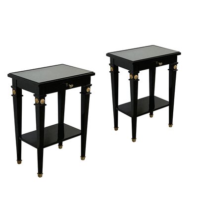 Black Lacquered Side Tables with Drawers, 1990s, Set of 2-BEW-1723173