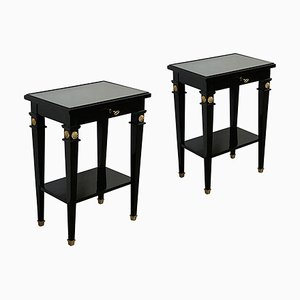 Black Lacquered Side Tables with Drawers, 1990s, Set of 2-BEW-1723173