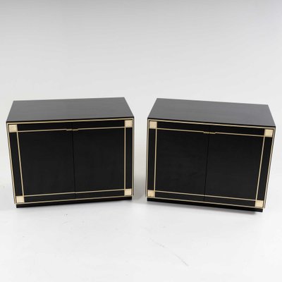 Black Lacquered Sideboards attributed to Pierre Cardin, France, 1980s, Set of 2-VEI-1824620