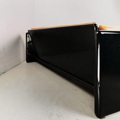 Black Lacquered Structure & Leather 2-Seater Sofa by Dino Gavina for Studio Simon, 1970s-PRS-1191431