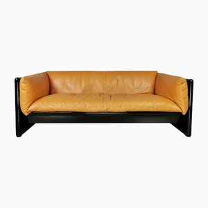 Black Lacquered Structure & Leather 2-Seater Sofa by Dino Gavina for Studio Simon, 1970s-PRS-1191431