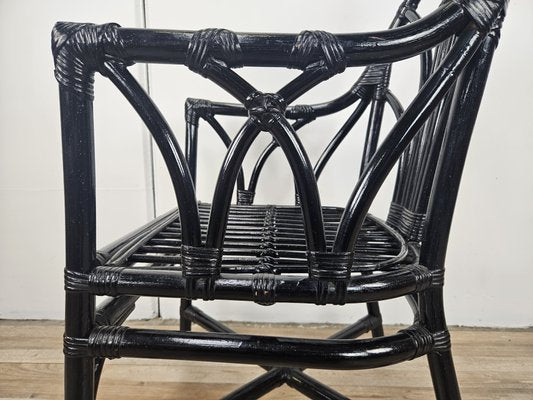 Black Lacquered Wicker Armchair, 1970s-ZUW-2034985