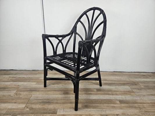 Black Lacquered Wicker Armchair, 1970s-ZUW-2034985