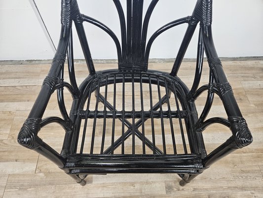 Black Lacquered Wicker Armchair, 1970s-ZUW-2034985