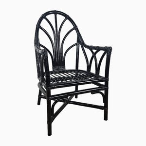 Black Lacquered Wicker Armchair, 1970s-ZUW-2034985