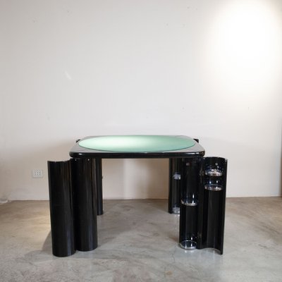 Black Lacquered Wood and Fabric Game Table with Rotating Legs by Pierluigi Molinari for Pozzi, Italy-JQO-1803243