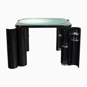 Black Lacquered Wood and Fabric Game Table with Rotating Legs by Pierluigi Molinari for Pozzi, Italy-JQO-1803243