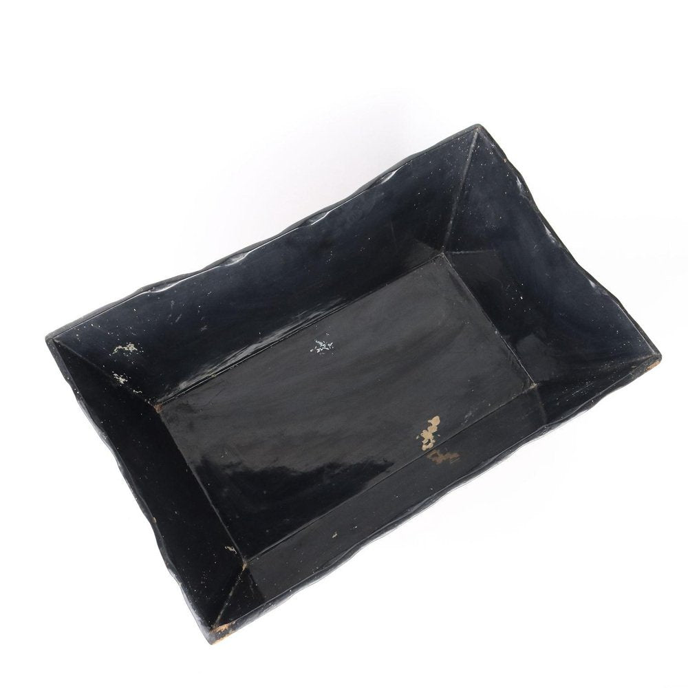 Black Lacquered Wood Basket