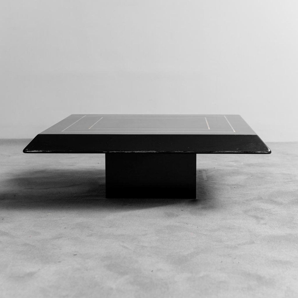 Black Lacquered Wooden Coffee Table, 1970s