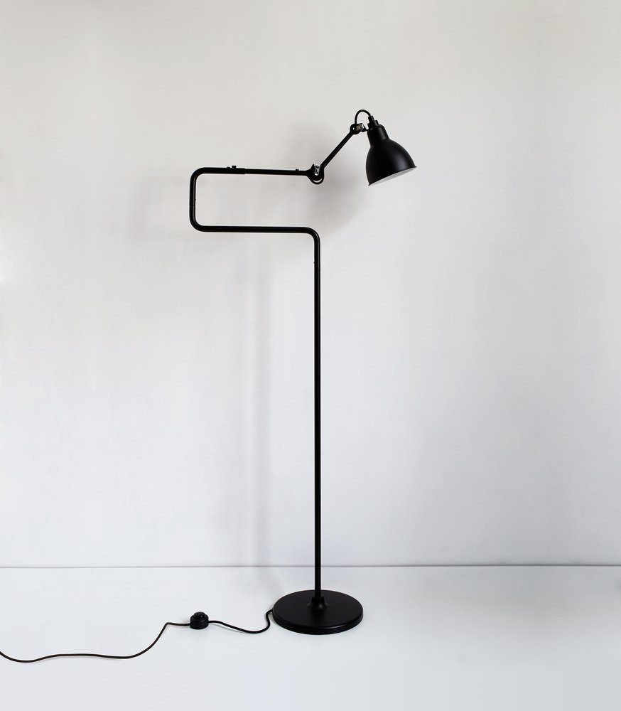 Black Lampe Gras N° 411 Floor Lamp by Bernard-Albin Gras