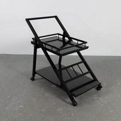 Black Laquered Ash Bar Trolley with Removable Tray, 1970s-SXX-1351301