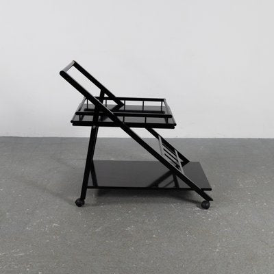 Black Laquered Ash Bar Trolley with Removable Tray, 1970s-SXX-1351301