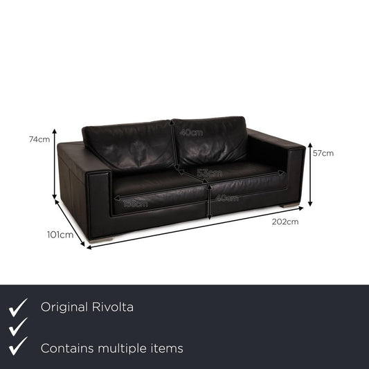 Black Leather 3-Seater Forrest Sofas from Rivolta, Set of 2