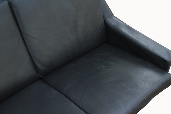 Black Leather 4-S Sofa, 1960s-PF-1271101