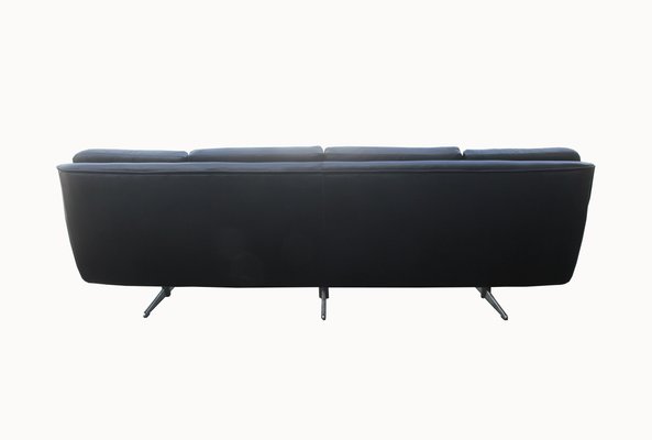 Black Leather 4-S Sofa, 1960s-PF-1271101