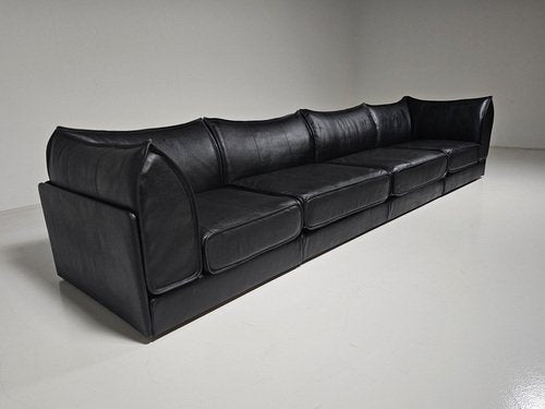 Black Leather 4-Seat DS-19 Pagoda Sectional Sofa from De Sede, 1970s