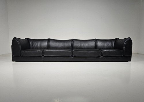 Black Leather 4-Seat DS-19 Pagoda Sectional Sofa from De Sede, 1970s