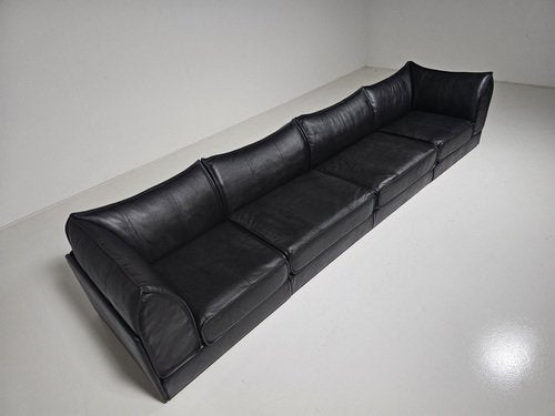 Black Leather 4-Seat DS-19 Pagoda Sectional Sofa from De Sede, 1970s