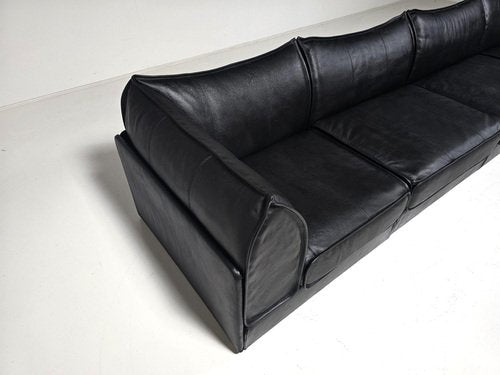 Black Leather 4-Seat DS-19 Pagoda Sectional Sofa from De Sede, 1970s