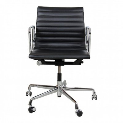 Black Leather and Chrome Ea-117 Office Chair by Charles Eames for Vitra-MTD-1400311