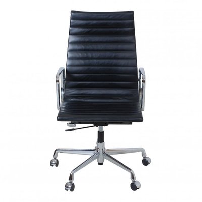 Black Leather and Chrome Ea-119 Office Chair by Charles Eames for Vitra-MTD-1400303