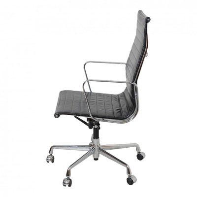 Black Leather and Chrome Ea-119 Office Chair by Charles Eames for Vitra-MTD-1400303