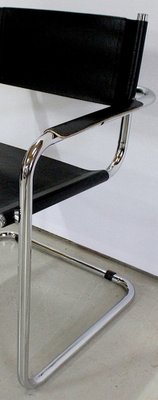 Black Leather and Chrome Metal Chair, 1970s-RVK-948663