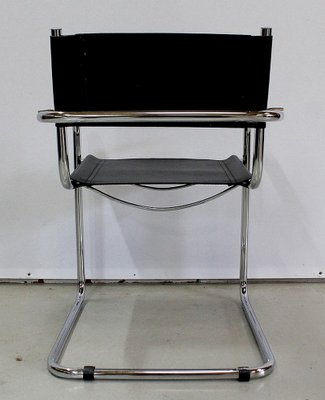 Black Leather and Chrome Metal Chair, 1970s-RVK-948663