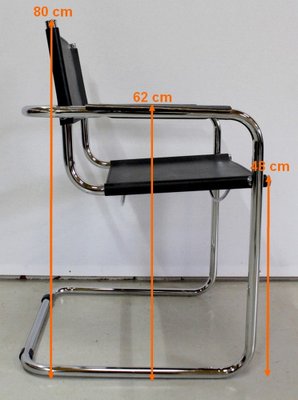 Black Leather and Chrome Metal Chair, 1970s-RVK-948663