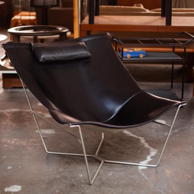 Black Leather and Steel 501 Semana Chair by David Weeks for Habitat UK, 1990s-QVY-1405446