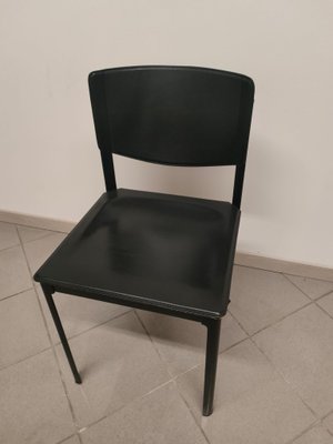 Black Leather and Steel Dining Chairs by Matteo Grassi, 1980s-AKW-2017483