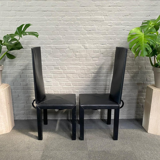 Black Leather Arcalla Chairs by Paolo Piva for B&B Italia, 1990s, Set of 2