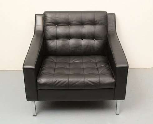 Black Leather Armchair, 1960s-PF-1238763