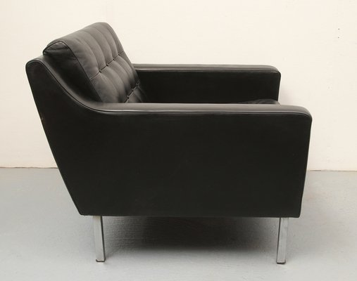 Black Leather Armchair, 1960s-PF-1238763