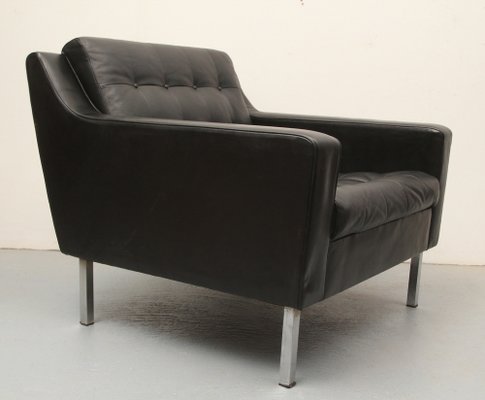 Black Leather Armchair, 1960s-PF-1238763