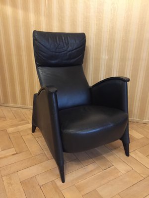 Black Leather Armchair, 1980s-KRS-644501