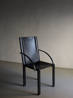 Black Leather Armchair by Carlo Bartoli for Matteo Grassi, Italy, 1980s-UAO-1819531