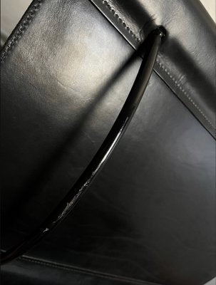 Black Leather Armchair by Carlo Bartoli for Matteo Grassi, Italy, 1980s-UAO-1819531