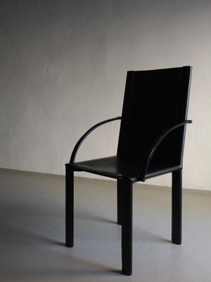 Black Leather Armchair by Carlo Bartoli for Matteo Grassi, Italy, 1980s-UAO-1819531