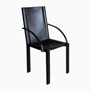 Black Leather Armchair by Carlo Bartoli for Matteo Grassi, Italy, 1980s-UAO-1819531